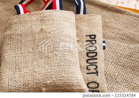 A handbag made from a coffee sack 115324784