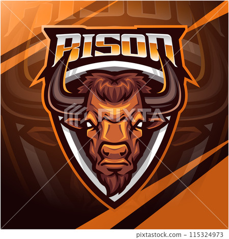 Bison head esport mascot logo design 115324973