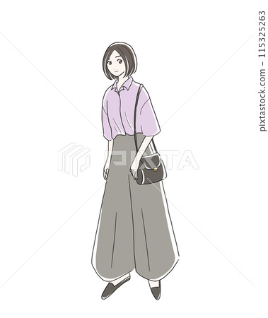 Stylish woman walking in the city 115325263