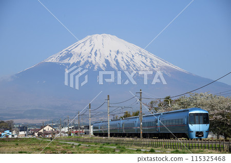 Mount Fuji and Odakyu Romancecar MSE running on the Gotemba Line 115325468