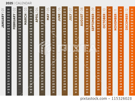 Modern Vertical 2025 Calendar Design Modern Vertical 2025 Calendar Design 115326028