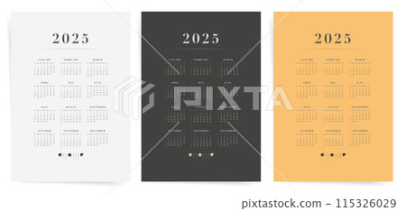 Elegant Minimalist 2025 Calendar Trio of White, Black and Yellow One Page A4 Calendars. Elegant Minimalist 2025 Calendar Trio of White, Black and Yellow One Page A4 Calendars. 115326029