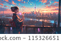 A woman enjoying Tanabata while watching the sunset 115326651