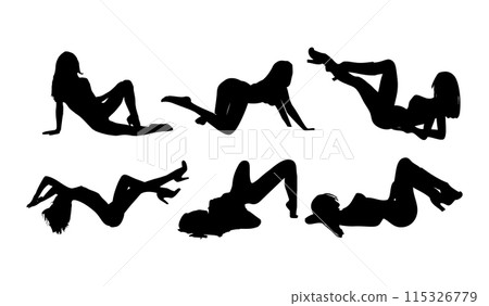 set of Sexy girl silhouette vector. 115326779