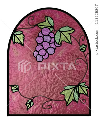 Stained glass hand-drawn frame grapes 115326867