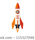 3D cartoon for rocket clipart in flat illustration 115327098