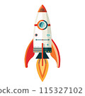 3D cartoon for rocket clipart in flat illustration 115327102