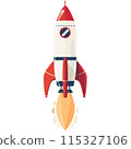 3D cartoon for rocket clipart in flat illustration 115327106