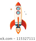 3D cartoon for rocket clipart in flat illustration 115327111