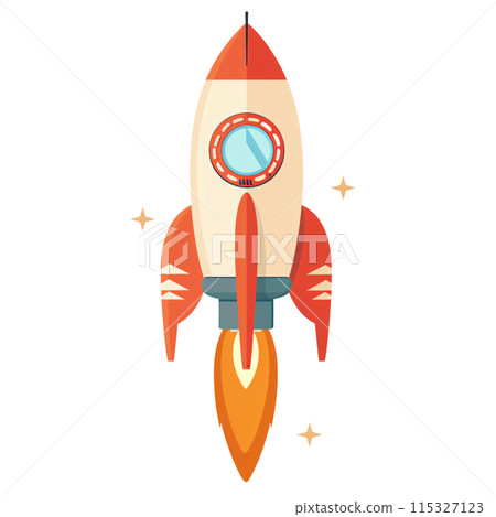 3D cartoon for rocket clipart in flat illustration 115327123