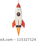 3D cartoon for rocket clipart in flat illustration 115327124
