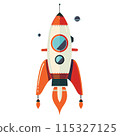 3D cartoon for rocket clipart in flat illustration 115327125