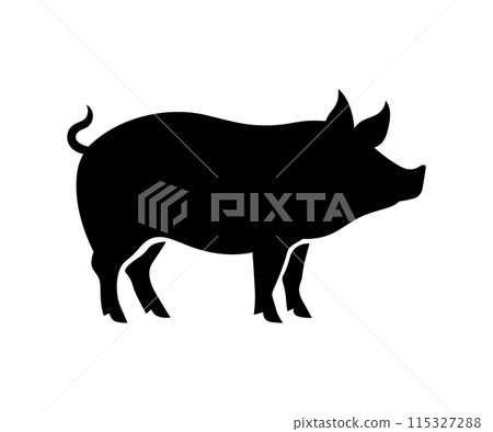 Silhouette of a pig vector illustration. Silhouette of a pig vector illustration. 115327288