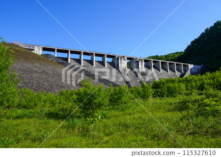 The embankment of the Chubetu Dam as seen from the Chubetu Dam Downstream Plaza (concrete gravity dam section) The embankment of the Chubetu Dam as seen from the Chubetu Dam Downstream Plaza (concrete gravity dam section) 115327610