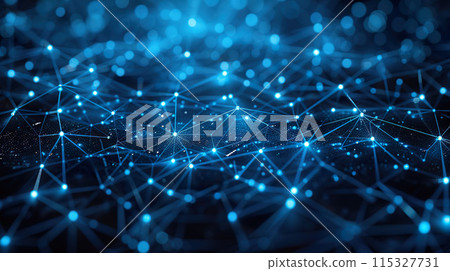 Abstract network of blue glowing connections 115327731