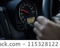 Car speedometer on a cold day 115328122