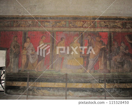 Ancient ruins destroyed by the eruption of Mount Vesuvius: Pompeii, Villa of the Mysteries 115328450