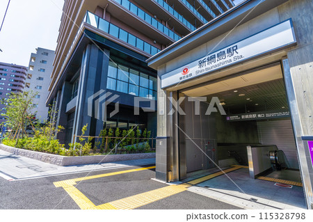 日本橫濱市六月的城市景觀。東急新橫濱線新綱島站南口＝8號 115328798