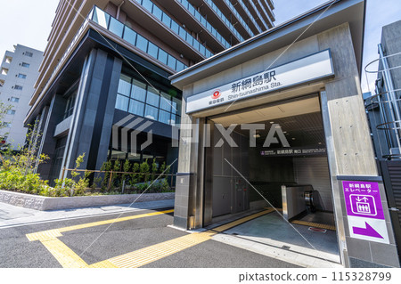 日本橫濱市六月的城市景觀。東急新橫濱線新綱島站南口＝8號 115328799