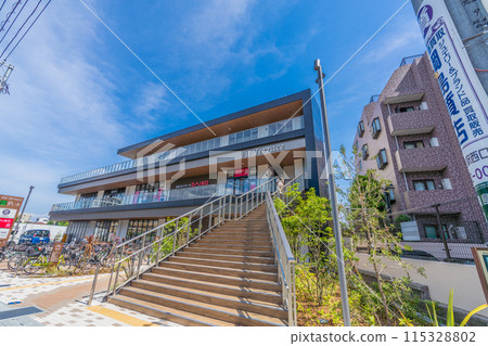 Yokohama cityscape in Japan in June. View of the south exit of Shin-Tsunashima Station on the Tokyu Shin-Yokohama Line, etc. = 8th 115328802