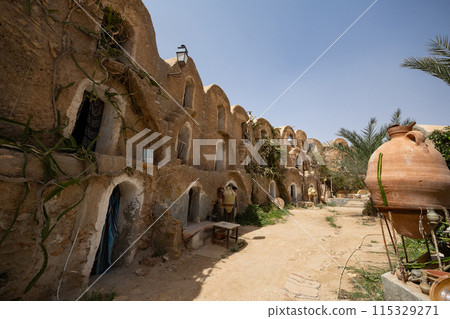 Traditional ancient multi-level earthen granaries in Ksar Medenine 115329271