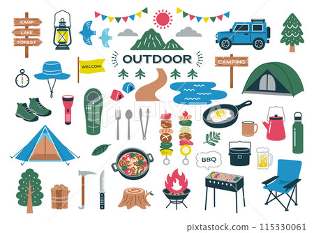 戶外和露營插圖集 115330061