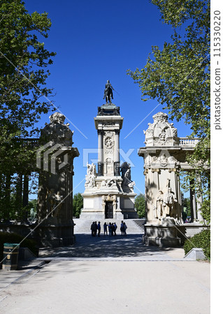 Monument to King Alfonso XII in El Retiro Park in Madrid, Spain. 115330220