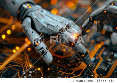 Robotic Process Automation concept. Innovation technology and futuristic background Robotic Process Automation concept. Innovation technology and futuristic background 115330319
