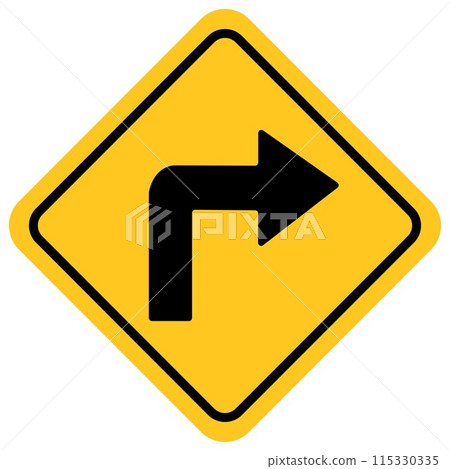 traffic sign, Cautionary beware sharp right curve 115330335