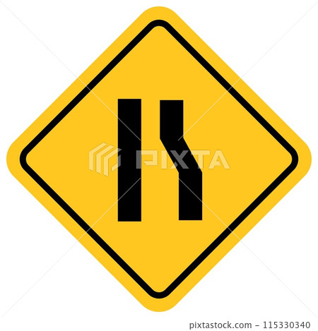 traffic sign, Cautionary beware Right narrow lane 115330340