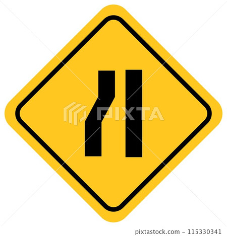 traffic sign, Cautionary beware Left narrow lane 115330341