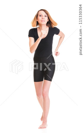 woman running isolated on white woman running isolated on white 115330364