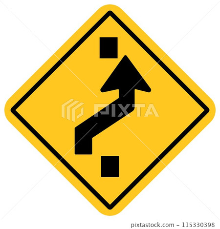 traffic sign, Cautionary beware change traffic lane 115330398