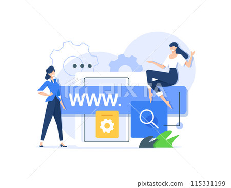 Landing page template of domain. Modern flat design concept of web page design for website and mobile website. Easy to edit and customize 115331199