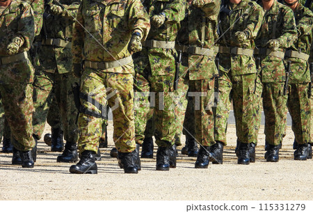 Ground Self-Defense Force members marching 115331279