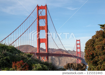 View of famous landmark the Golden Gate Bridge . San Francisco, California, USA 115331443