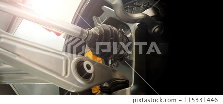 Car suspension. Technical images of structure of car spare parts. Such as Front or Rear suspension Shock absorber suspension Brake system. Elements and structure of the suspension. Car service repair. Car suspension. Technical images of structure of car spare parts. Such as Front or Rear suspension Shock absorber suspension Brake system. Elements and structure of the suspension. Car service repair. 115331446