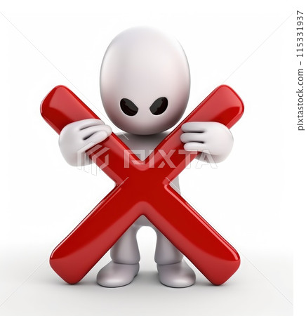 Banning entry: a 3d prohibition concept with a red x sign, a virtual warning symbolizing restricted access for banners and websites, ensuring digital safety and control in a visually impactful design. 115331937