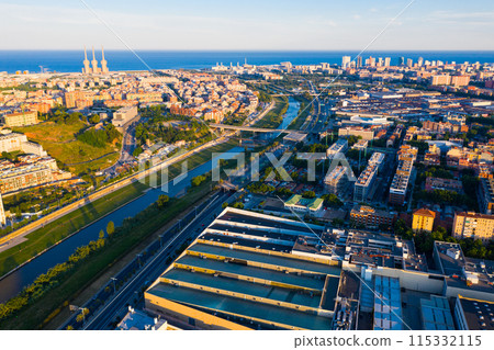 Aerial view of Barcelona and Sant Adria de Besos, Catalonia, Spain Aerial view of Barcelona and Sant Adria de Besos, Catalonia, Spain 115332115