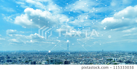 City network image, radio waves, cyberspace City network image, radio waves, cyberspace 115333038