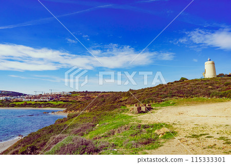 Carbonera lighthouse, Punta Mala, La Alcaidesa, Spain. Carbonera lighthouse, Punta Mala, La Alcaidesa, Spain. 115333301