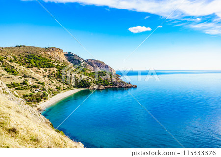 Coast landscape, cliffs in Andalusia Spain 115333376
