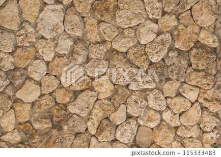 Stone Brown Rough Texture Solid Surface Wall Background Floor Pattern Grunge Mosaic Street 115333483