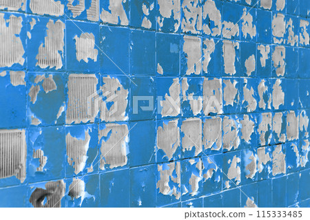 Blue Old Peeling Paint Abstract Square Mosaic Pattern Cracked White Glass Surface Texture Background Worn Messy Shabby Blue Old Peeling Paint Abstract Square Mosaic Pattern Cracked White Glass Surface Texture Background Worn Messy Shabby 115333485