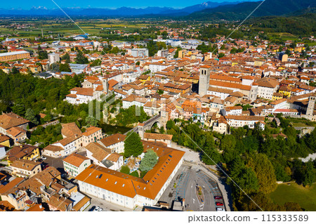 Aerial view of Cividale del Friuli with Cathedral, Italy Aerial view of Cividale del Friuli with Cathedral, Italy 115333589