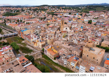 La Bisbal d Emporda overlooking church and fortified episcopal palace La Bisbal d Emporda overlooking church and fortified episcopal palace 115333624