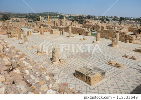 Roman Baths complex in ancient settlement of Sbeitla in Tunisia 115333649