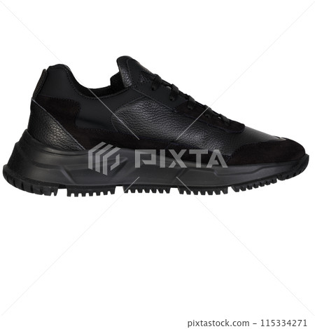 Black Leather Sneakers with Chunky Sole 115334271