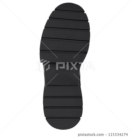 Black Rubber Sole of a Shoe 115334274
