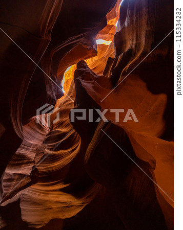 Beautiful abstract shot of sandstone landscape Upper Antelope Canyon 115334282